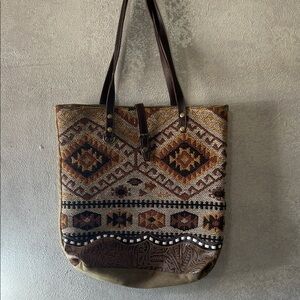 Myra Bag Rustic Brown and Cream Patterned Tote